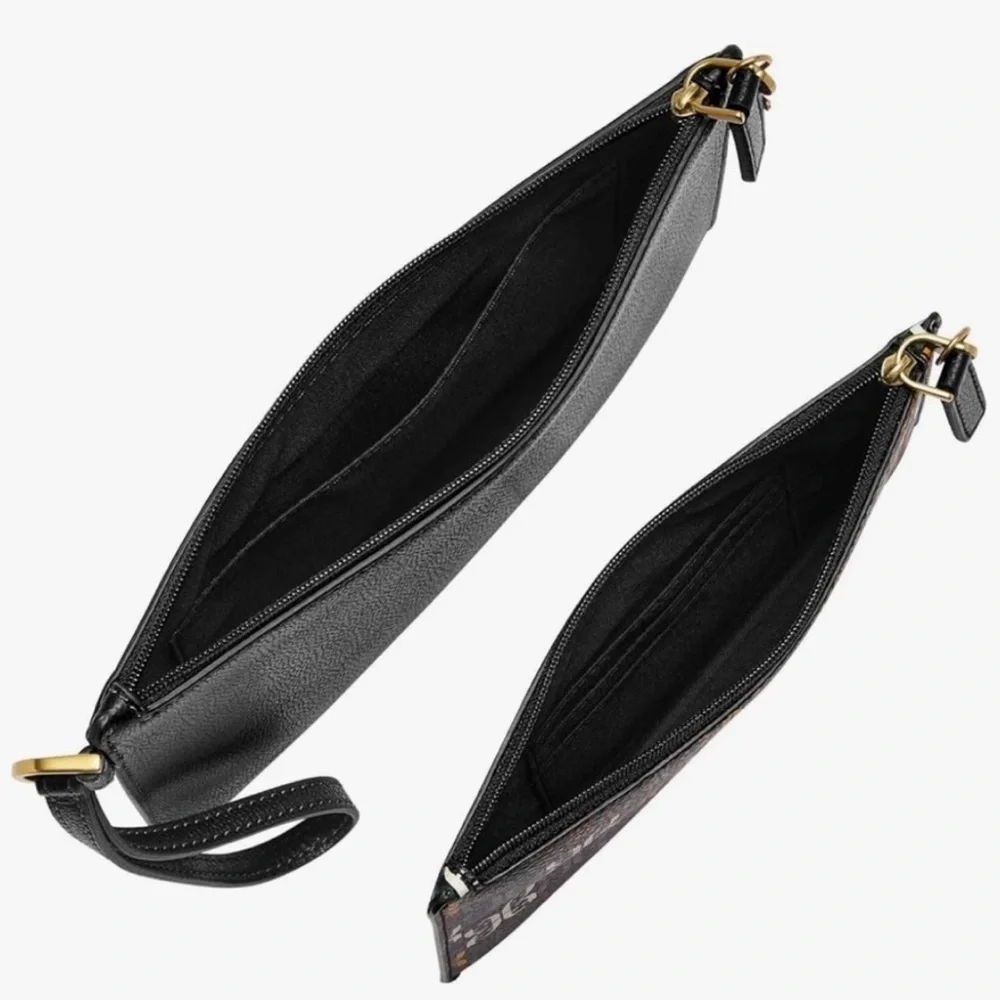 Fossil Black and Red Leather Clutch Wristlet